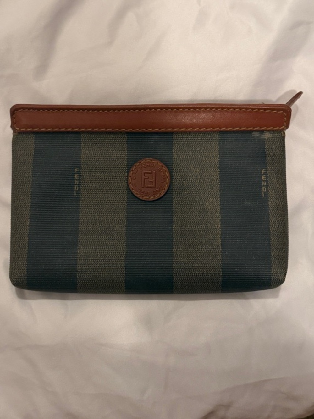 Fendi Striped Canvas Toiletry Pouch